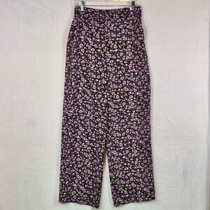 ZARA Purple Floral High Waist Dress Pants Wide Legs Women's Size Medium